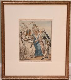 Hand Colored Etching Of Mirth And Ennui Sketch By Cruikshank (1756-1811) With COA