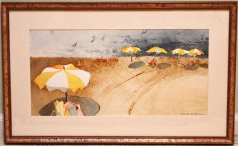 Ineke Van Werkhoven (1929-2020) A Day At The Beach Original Watercolor