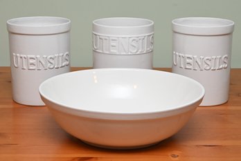 Utensil Holders And Large Serving Bowl