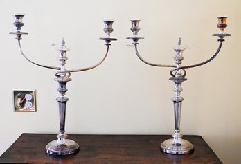 George III Silver Candelabra With Old Sheffield Plate Detachable Branch Section-Circa 1810
