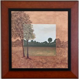 Contemporary Landscape Painting With Abstract Overlay Titled 'vision II'