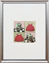 Contemporary Pop Art Print  Sewing Machine & Red Dress