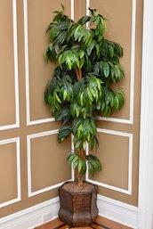 7 Ft Artificial Floor Plant In Decorative Wicker Planter