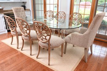 Lucite And Metal Base Glass Top Dining Table And Chairs