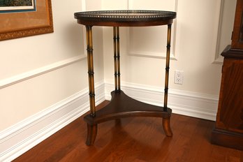 Regency Style Burl Wood And Metal Bamboo Side Table