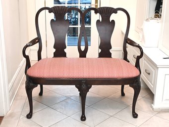 Chippendale Style Carved  Double Chair Back Settee