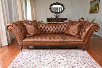 Old Hickory Tannery Tufted Bronzed Leather Camelback Sofa