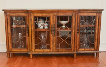 Four Door Wooden Step Back Console Table