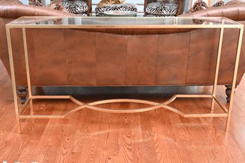 Gold Toned Rectangular Glass Top Table