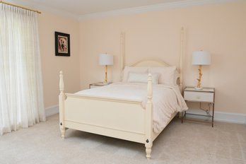 Full White Painted Wooden Four Post Bed