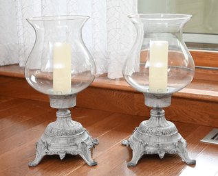 Pair Of Candle Hurricanes On Metal Bass