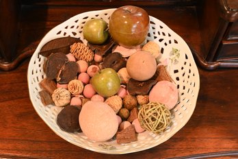 Decorative Faux Fruits And Nuts In Bowl