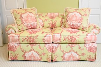 Grange Toile Green And Pink Loveseat