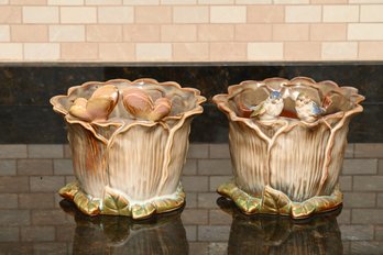 Birds And Butterflies Ceramic Flower Pots