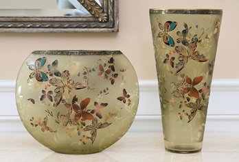 Stunning Matching Green Glass Decorative Vases