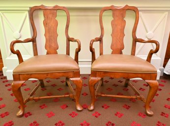 Henkel Harris Queen Anne Style Splat Back Armchairs