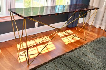Oly Studio Console Table With Brass Geometric Base