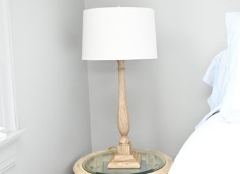 Safavieh Turned Wood Table Lamp With White Drum Shade