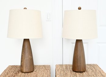 Pair Of Mid-Century Style Wood Table Lamps