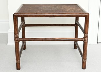 Vintage Faux Bamboo Side Table With Cane Top