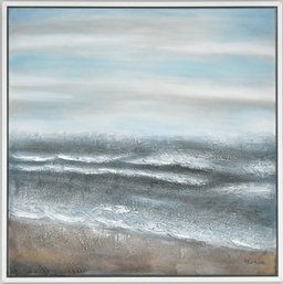 Textured Coastal Seascape Painting Signed