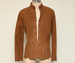 Vintage Brown Suede Jacket With Intricate Detailing Size Small