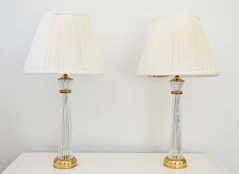 Stunning Pair Of Crystal And Brass Table Lamps