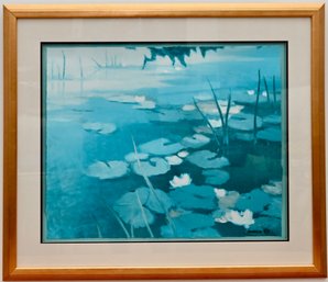 Watercolor Painting Of Water Lilies By Signed Asoma 1993