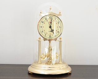Vintage Anniversary Dome Clock  Gold-Tone With Rotating Pendulum