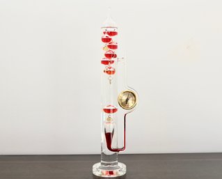 Galileo Thermometer With Barometer  Elegant Weather Instrument