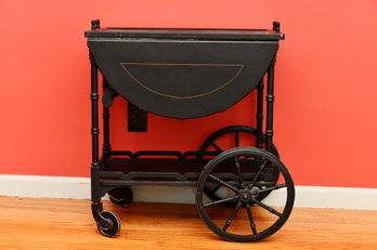 Vintage Asian Themed Rolling Drop Leaf Tea Cart