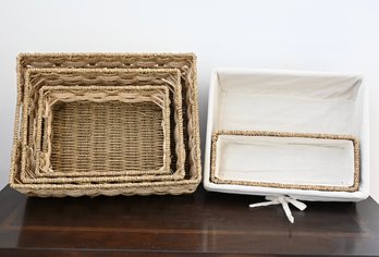 Set Of Handwoven Wicker Storage Baskets  Natural & Rustic Design