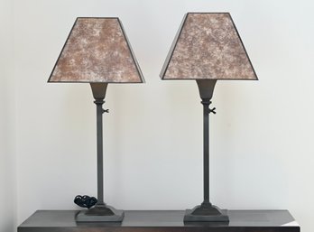 Rustic Metal Table Lamps With Mica Shades