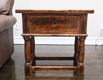 Distressed Wood Single Drawer Side Table