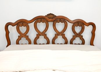 Mid Century Carved Wood Queen Headboard