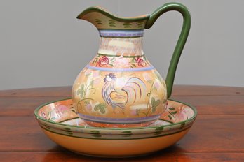 Danna Cullen Rooster Pitcher And Bowl