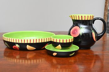 Crate & Barrell Pitcher And Serving Set