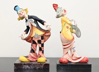 Pair Of Vintage Fontanini Depose Italy Clown Figurines