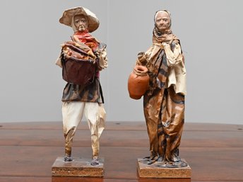 Pair Of Handmade Peasant Figurines