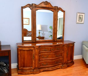 Traditional Wooden Triple Dresser And Mirror By Unique Furniture