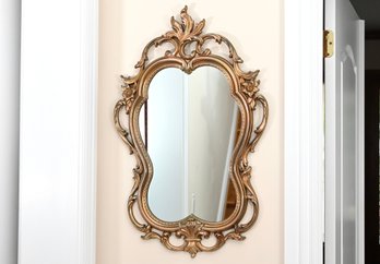 Ornate Vintage Gold Scroll Wall Mirror By Syroco