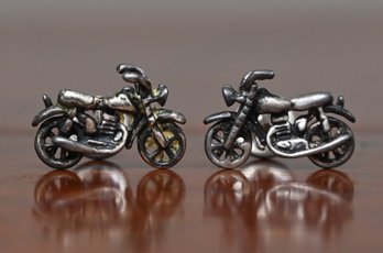 Sterling Silver Motorcycle Cufflinks