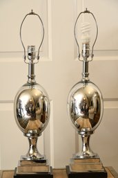 Pair Of Mirrored Lamps (No Shades Or