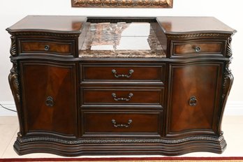 Wood Buffet / Sideboard With Marble