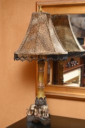 Elephant Base Animal Print Beaded Shade Table Lamp