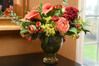 Faux Flowers In Glass Vase