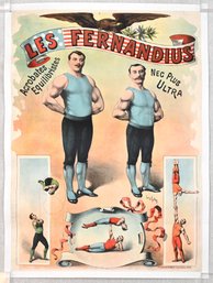 Original Les Fernandius French Acrobat Poster  Louis Galice Lithograph