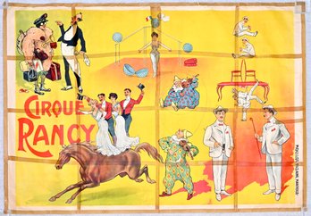 Original Cirque Rancy French Circus Poster  Multi-Act Performance Scene Lithograph