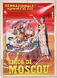 1971 Circo Di Moscou Italian Circus Poster  Snake Charmer Illusion Act