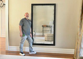 Large Black Beaded Frame Wall Mirror